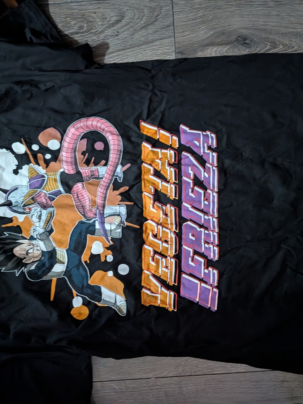 Vintage Dragon Ball Z Graphic Tee - Black with Pink & Orange Art Large